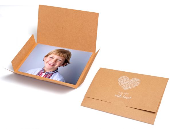 Abgabemappe - Motiv Herz für Bilder bis 15x20 cm - Kraftpapier -