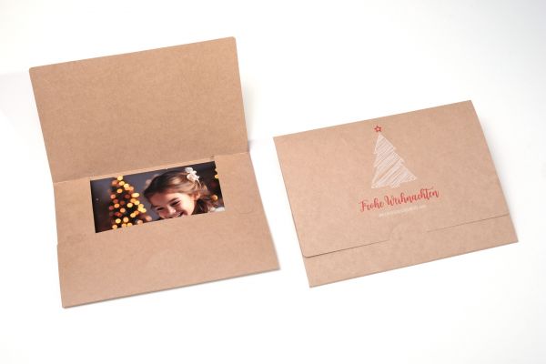 Abgabemappe - Motiv Tannenbaum für Bilder bis 15x20 cm - Kraftpapier